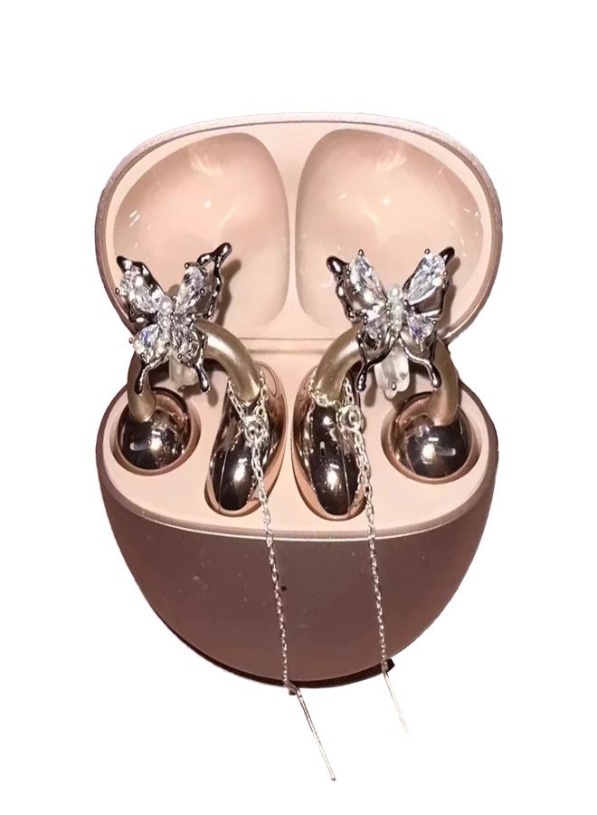 Chooseyo Butterfly Rhinestone for Clip on Earbuds Open Ear Accessories, Elegant Zirconia Decorative Earphone Accessories, Removable Exquisite DIY Decoration (Butterfly) - Image 1